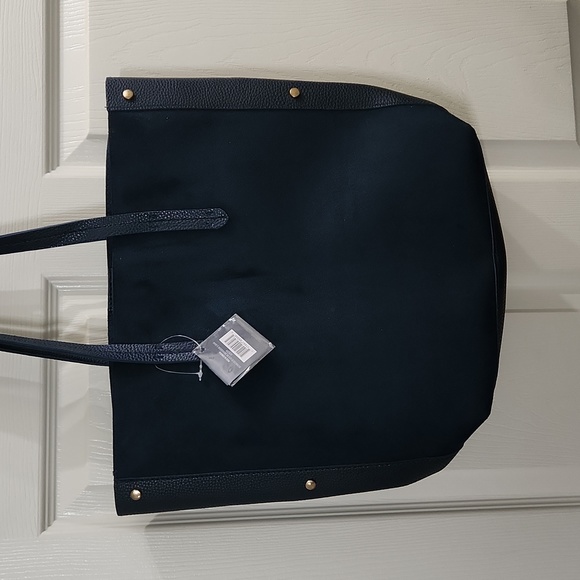 Navy blue tote bag with gold rivets - Picture 2 of 2